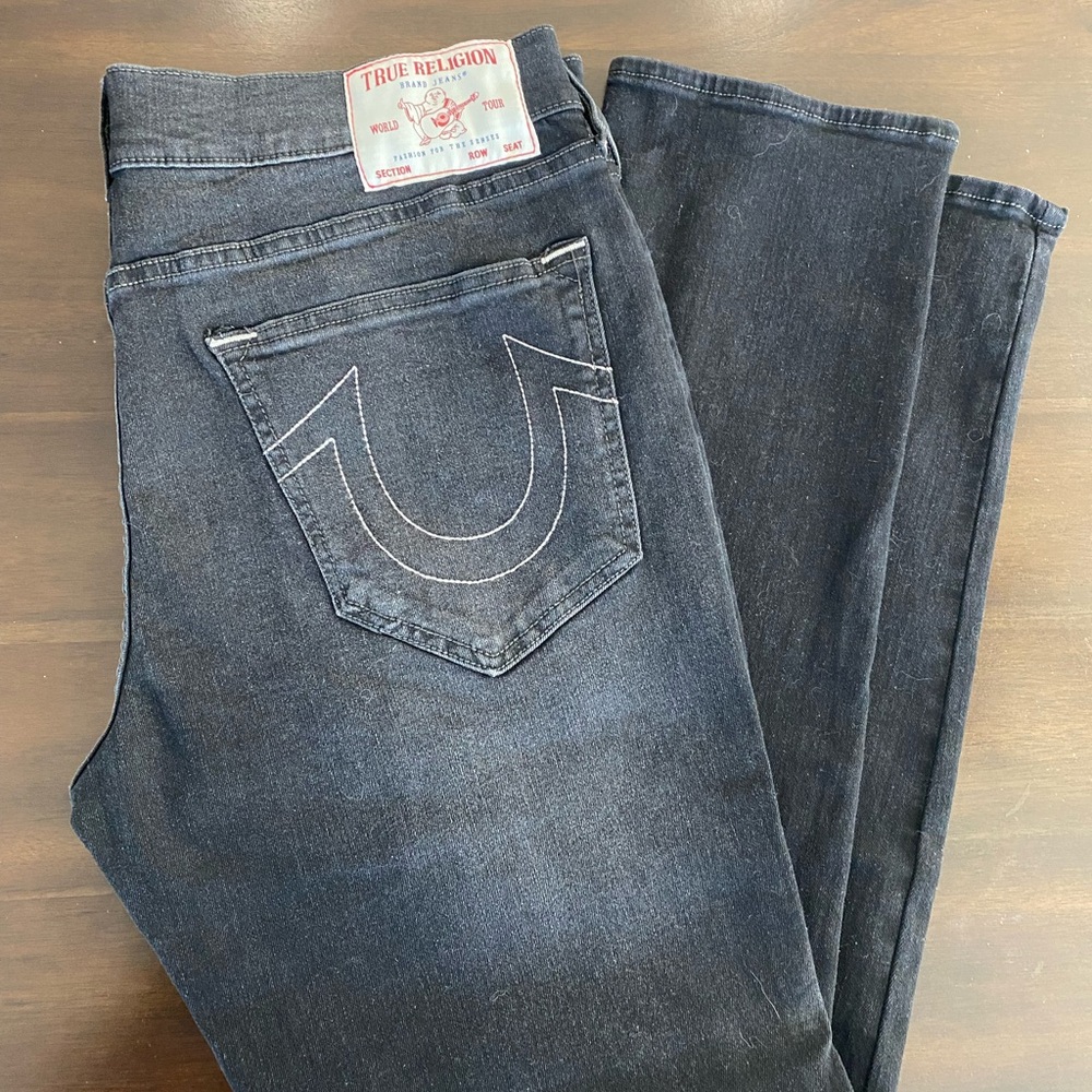 True Religion Men's Dark Gray Straight Jeans